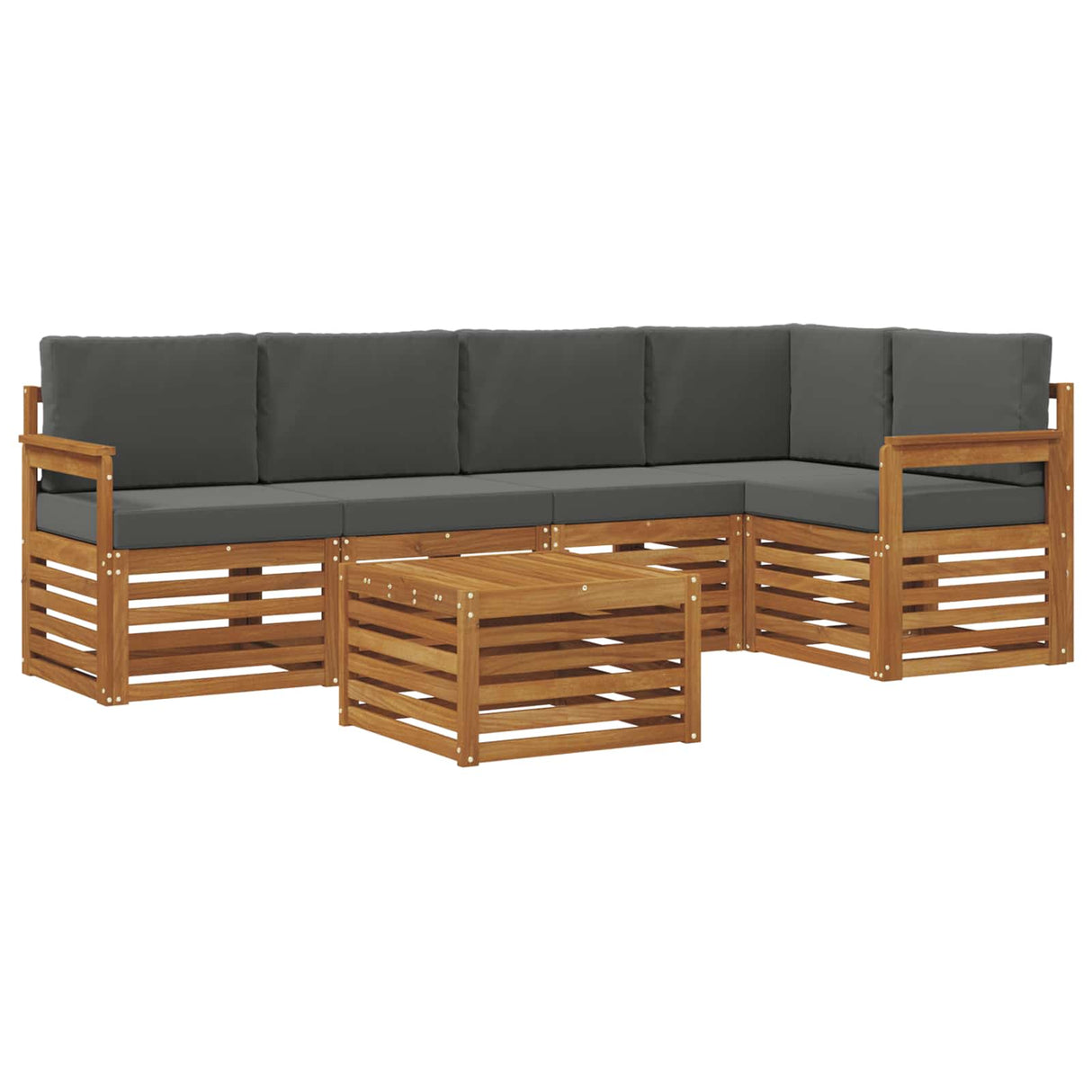 Sectional Sofa Set with Cushion 6 pcs Natural and Anthracite