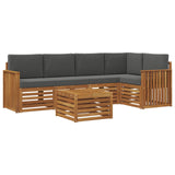 Sectional Sofa Set with Cushion 6 pcs Natural and Anthracite - Front View