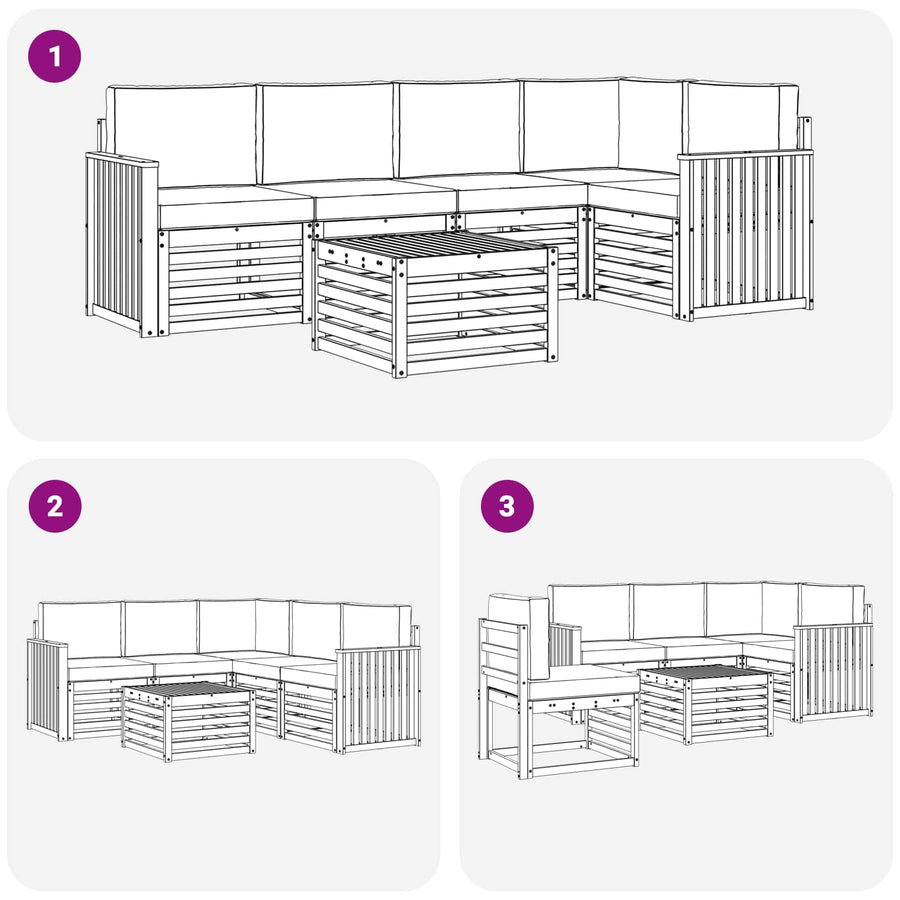 Outdoor Sofa Set 6 pcs 5-Seaters Natural and Anthracite