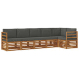 Sectional Sofa Set with Cushion 6 pcs Natural and Anthracite - Front View