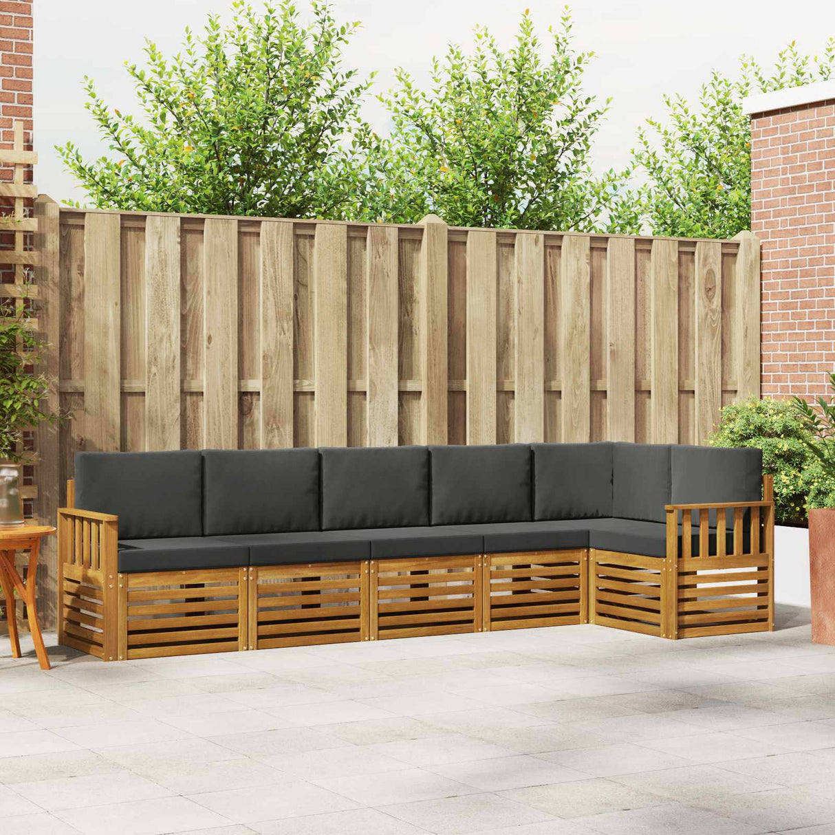 Sectional Sofa Set with Cushion 6 pcs Natural and Anthracite