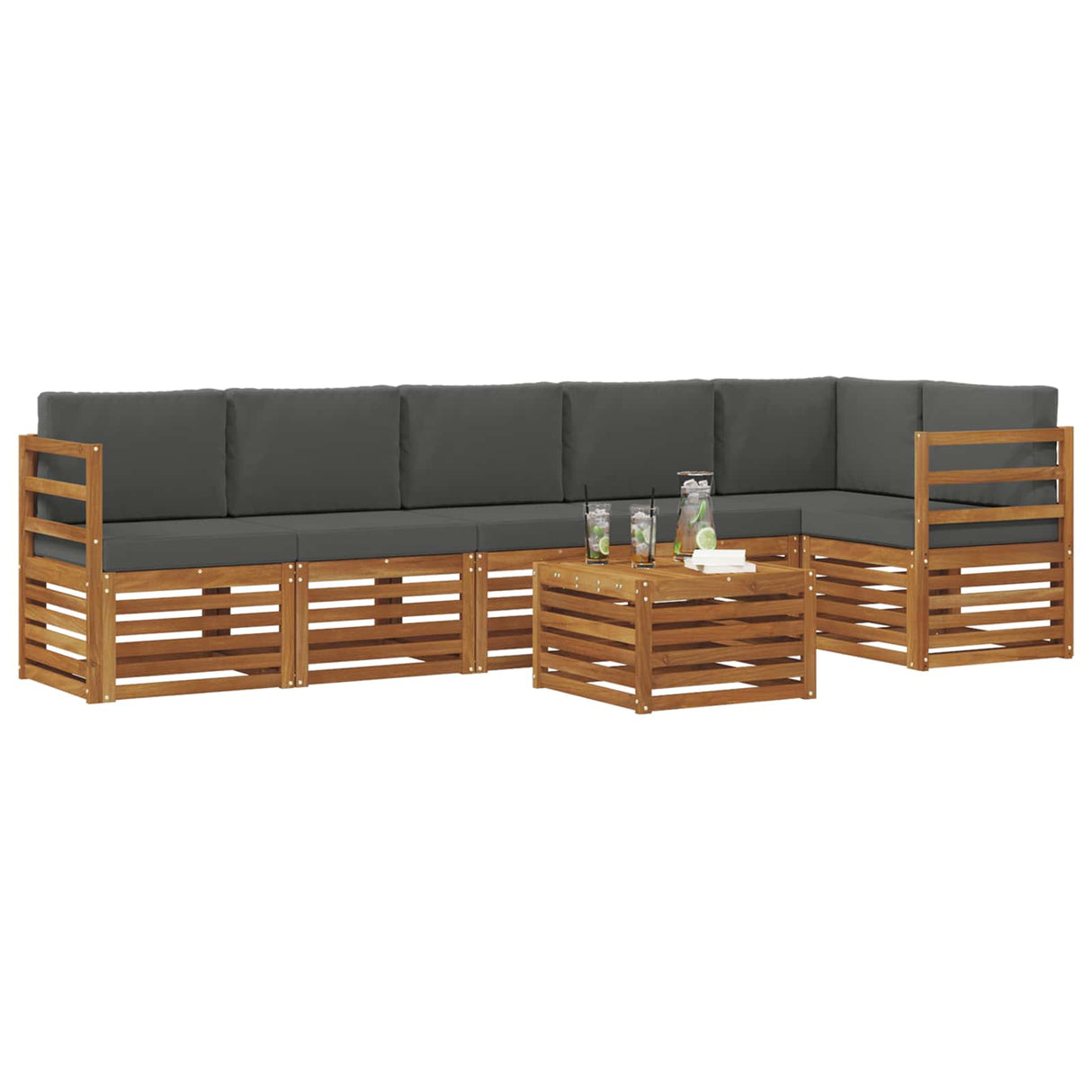 Sectional Sofa Set with Cushion 7 pcs Natural and Anthracite