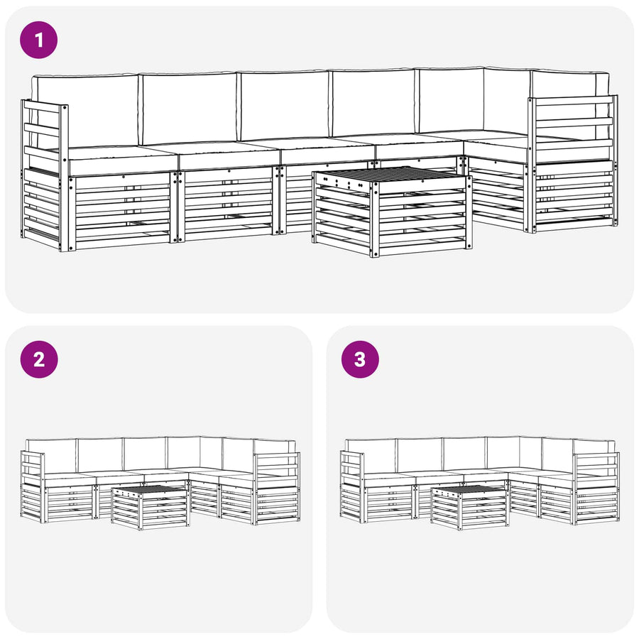 Outdoor Sofa Set 7 pcs 6-Seaters Natural and Anthracite