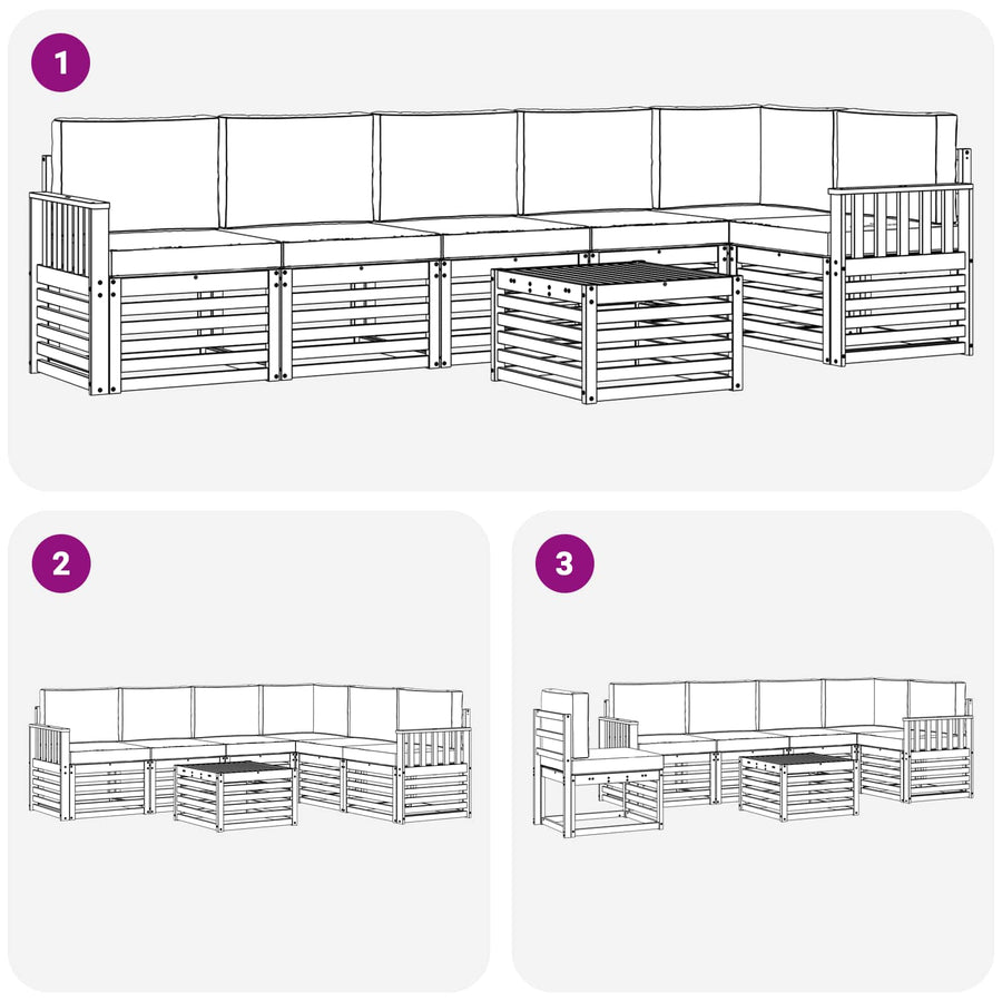 Outdoor Sofa Set 7 pcs 6-Seaters Natural and Anthracite