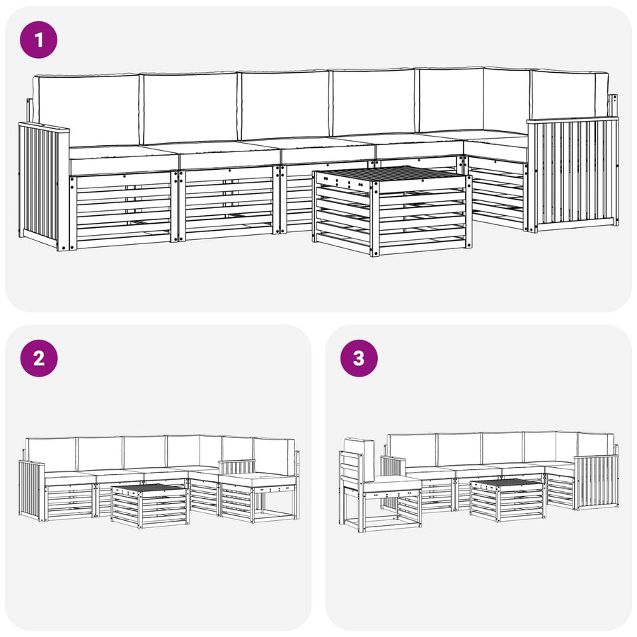 Outdoor Sofa Set 7 pcs 6-Seaters Natural and Anthracite