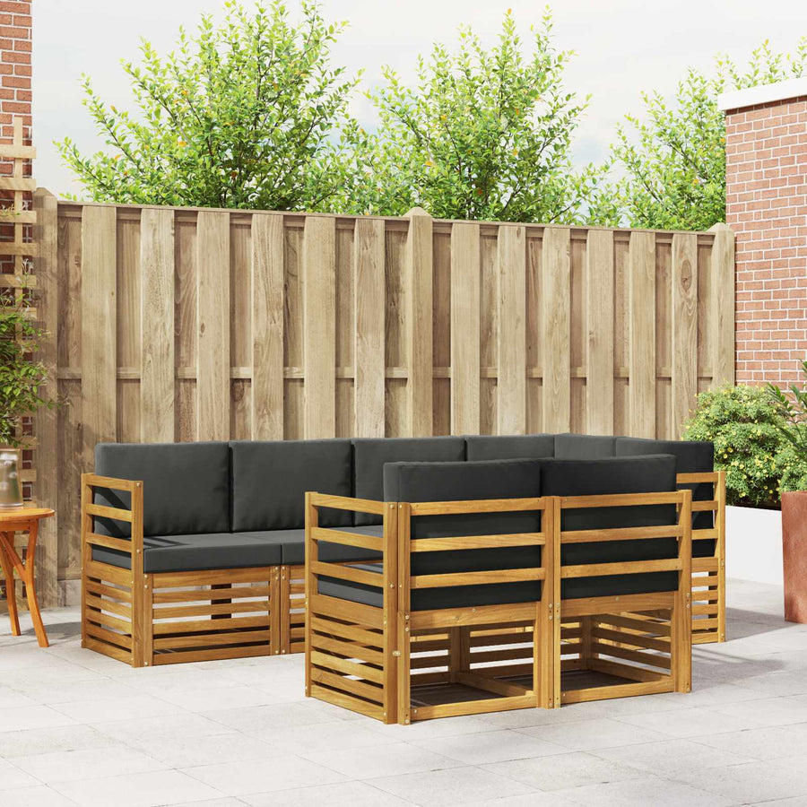 Outdoor Sofa Set 7 pcs 7-Seaters Natural and Anthracite