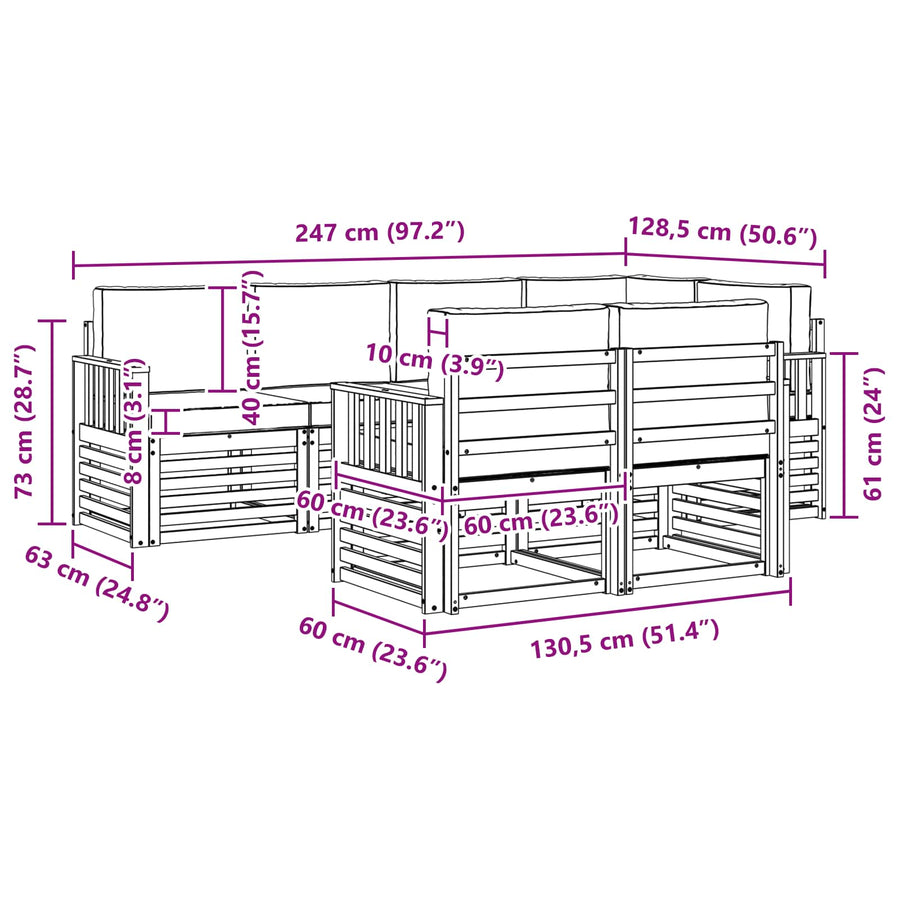 Outdoor Sofa Set 7 pcs 7-Seaters Natural and Anthracite