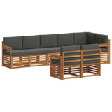 Sofa Sets 8 pcs Natural and Anthracite Solid Acacia Wood - Front View