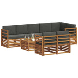 Sofa Sets 9 pcs Natural and Anthracite Solid Acacia Wood - Side View