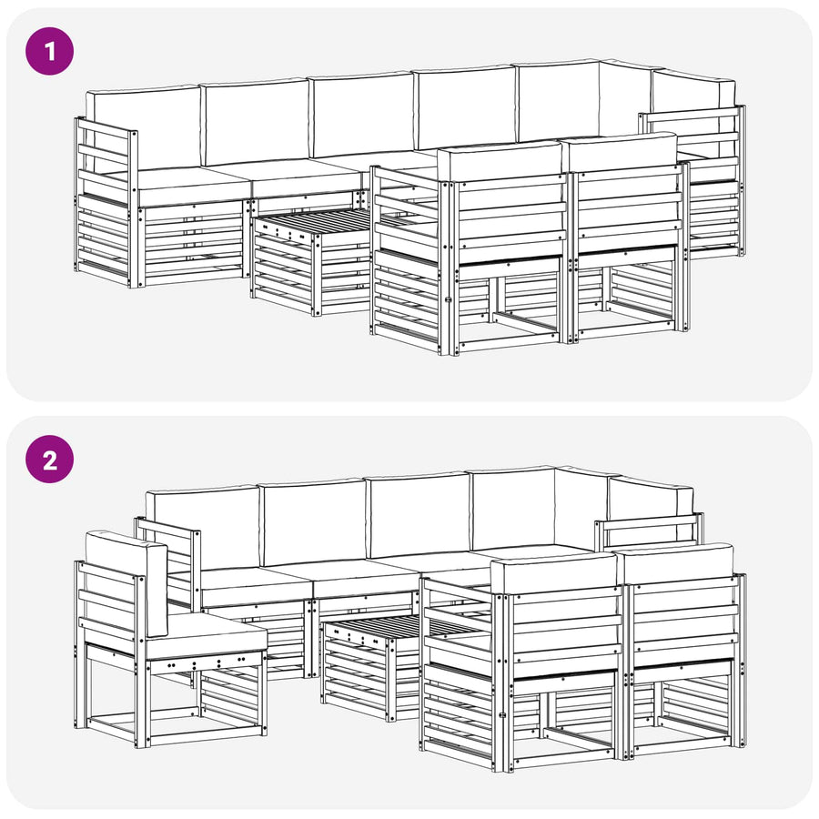 Outdoor Sofa Set 9 pcs 8-Seaters Natural and Anthracite