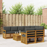 Sofa Sets 9 pcs Natural and Anthracite Solid Acacia Wood
