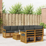 Outdoor Sofa Set 9 pcs 8-Seaters Natural and Anthracite