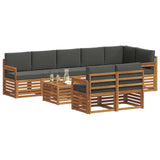 Sofa Sets 9 pcs Natural and Anthracite Solid Acacia Wood - Side View
