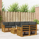 Sofa Sets 9 pcs Natural and Anthracite Solid Acacia Wood