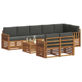 Sofa Sets 9 pcs Natural and Anthracite Solid Acacia Wood - Side View