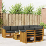 Sofa Sets 9 pcs Natural and Anthracite Solid Acacia Wood
