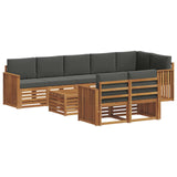 Sofa Sets 9 pcs Natural and Anthracite Solid Acacia Wood