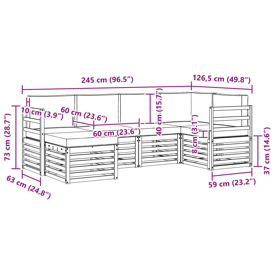 Outdoor Sofa Set 6 pcs 5-Seaters Natural and Anthracite