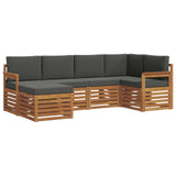 Sectional Sofa Set with Cushion 6 pcs Natural and Anthracite - Front View