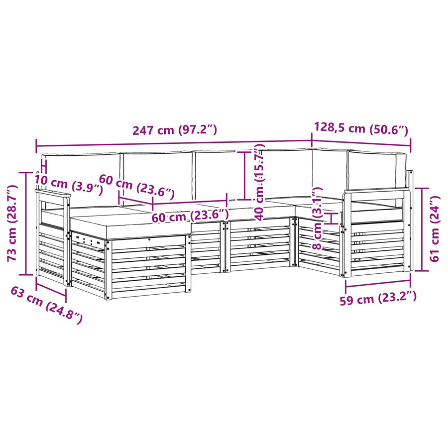 Outdoor Sofa Set 6 pcs 5-Seaters Natural and Anthracite