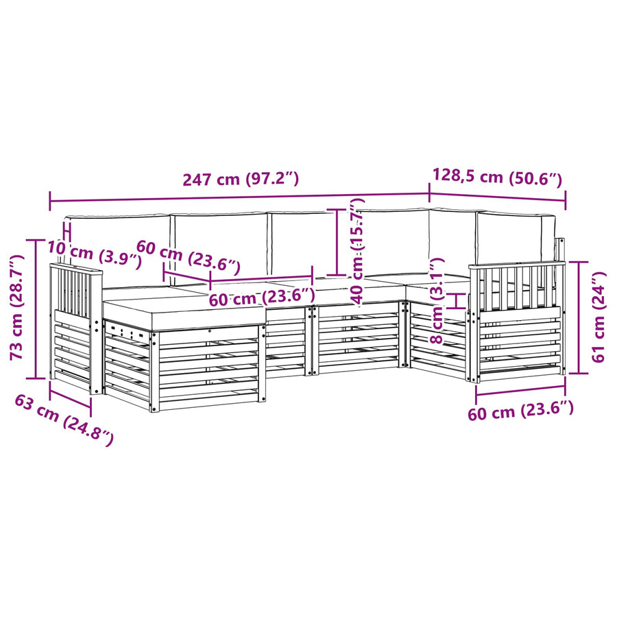 Outdoor Sofa Set 6 pcs 5-Seaters Natural and Anthracite