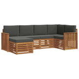 Sectional Sofa Set with Cushion 6 pcs Natural and Anthracite - Front View