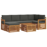 Sectional Sofa Set with Cushion 7 pcs Natural and Anthracite - Front View