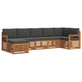 Sectional Sofa Set with Cushion 7 pcs Natural and Anthracite - Front View