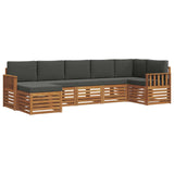 Sectional Sofa Set with Cushion 7 pcs Natural and Anthracite - Front View