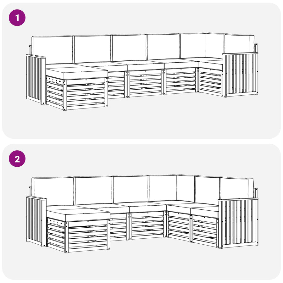 Outdoor Sofa Set 7 pcs 6-Seaters Natural and Anthracite