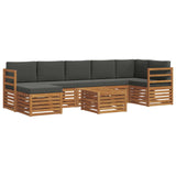 Outdoor Sofa Set 8 pcs Natural and Anthracite - Front View