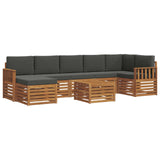 Outdoor Sofa Set 8 pcs Natural and Anthracite Solid Acacia Wood - Front View
