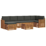 Outdoor Sofa Set 8 pcs Natural and Anthracite Solid Acacia Wood - Front View