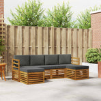 Outdoor Sofa Set 6 pcs 6-Seaters Natural and Anthracite