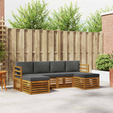 Sofa Sets 6 pcs Natural and Anthracite Solid Acacia Wood
