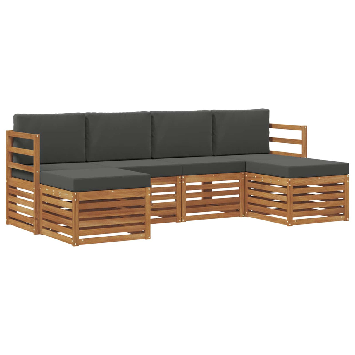 Sofa Sets 6 pcs Natural and Anthracite Solid Acacia Wood