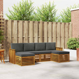 Sofa Sets 6 pcs Natural and Anthracite Solid Acacia Wood