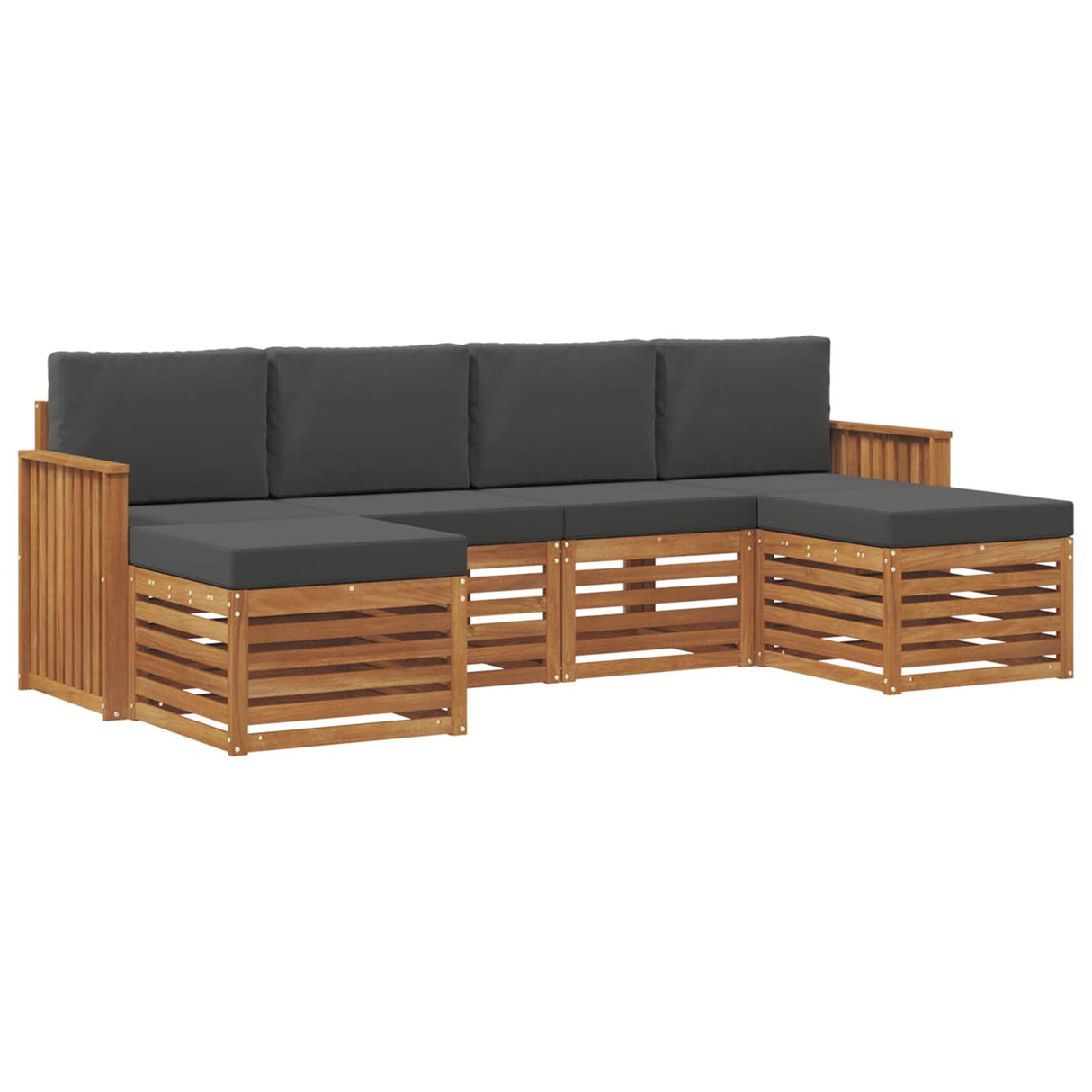 Sofa Sets 6 pcs Natural and Anthracite Solid Acacia Wood