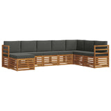 Outdoor Sofa Set 8 pcs Natural and Anthracite Solid Acacia Wood - Front View