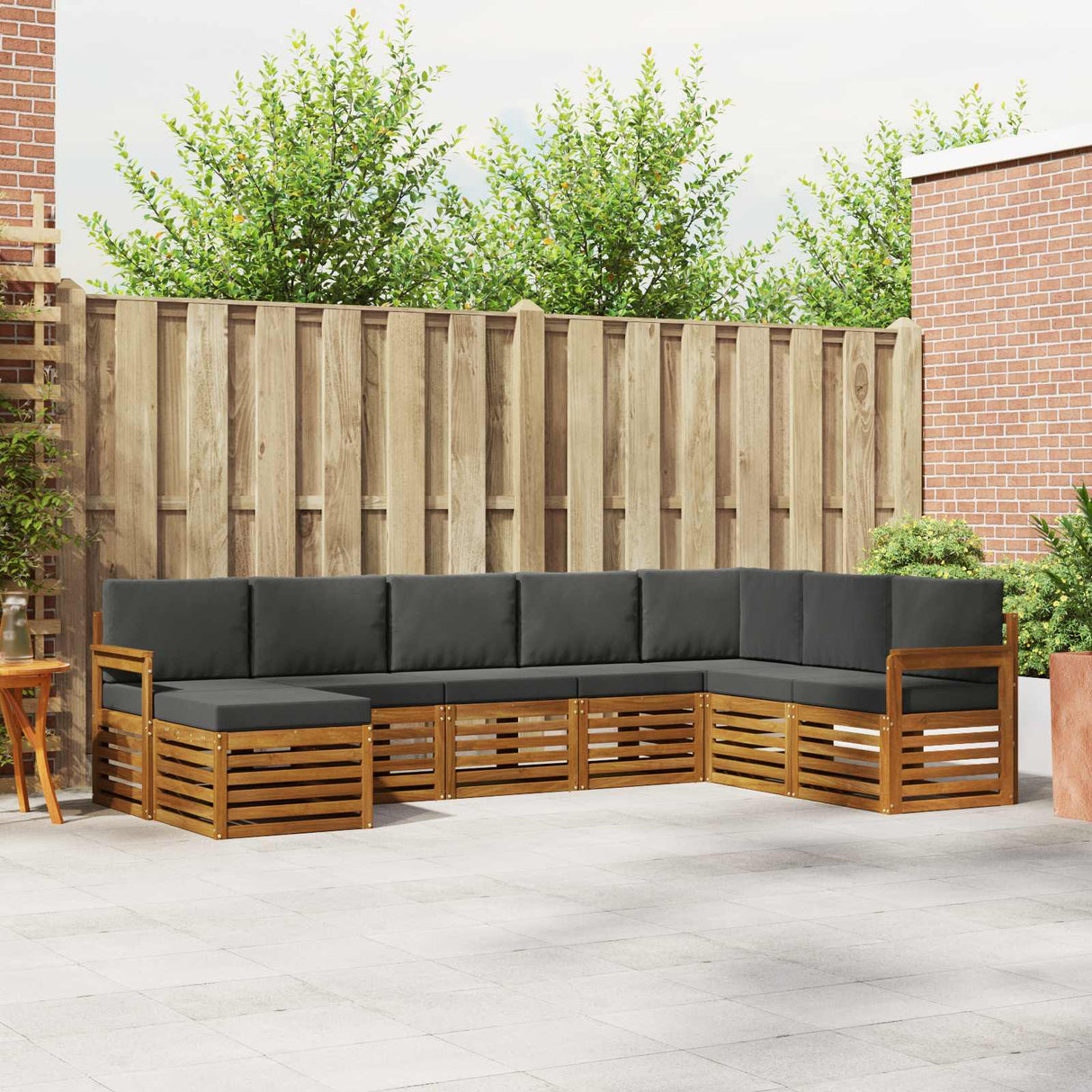 Outdoor Sofa Set 8 pcs Natural and Anthracite Solid Acacia Wood