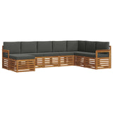 Outdoor Sofa Set 8 pcs Natural and Anthracite Solid Acacia Wood - Front View
