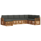 Outdoor Sofa Set 8 pcs Natural and Anthracite Solid Acacia Wood - Front View