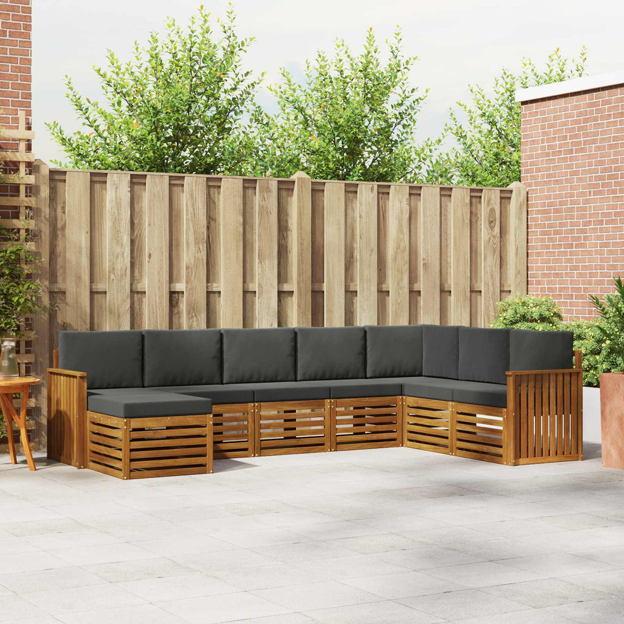 Outdoor Sofa Set 8 pcs Natural and Anthracite Solid Acacia Wood
