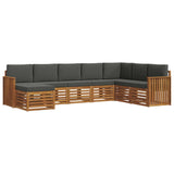 Outdoor Sofa Set 8 pcs Natural and Anthracite Solid Acacia Wood - Front View