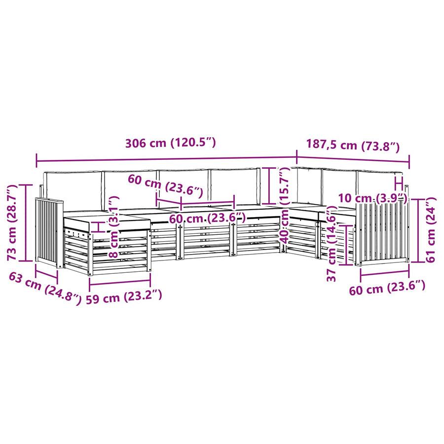 Outdoor Sofa Set 8 pcs 8-Seaters Natural and Anthracite