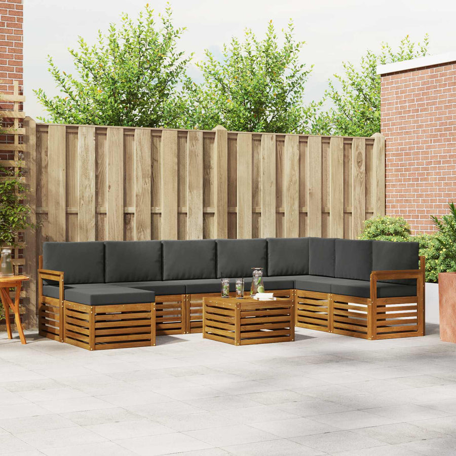 Outdoor Sofa Set 9 pcs 8-Seaters Natural and Anthracite