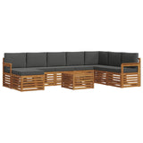 Outdoor Sofa Set 9 pcs Natural and Anthracite Solid Acacia Wood - Front View