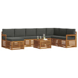 Outdoor Sofa Set 9 pcs Natural and Anthracite Solid Acacia Wood