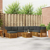 Outdoor Sofa Set 9 pcs Natural and Anthracite Solid Acacia Wood