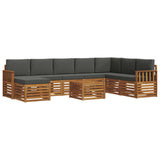 Outdoor Sofa Set 9 pcs Natural and Anthracite Solid Acacia Wood - Front View